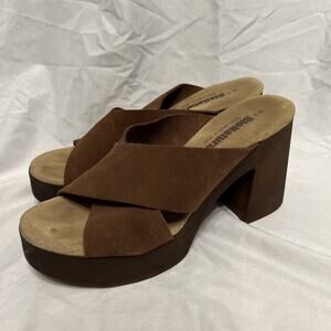 BioNatura Suede Chunky Platform Sandals Brown Size 40 Women’s 9